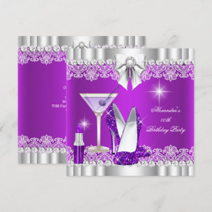Invitación Brillo Glamour Laca Púrpura Labios Laca Martini