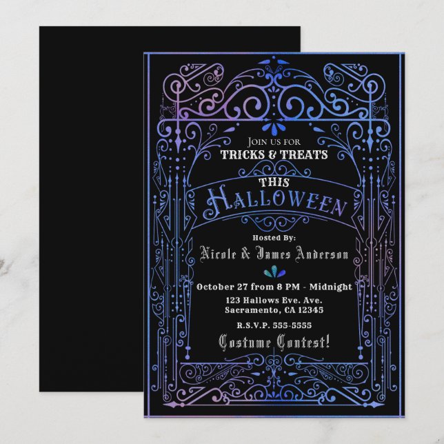 Invitación Brillo irlandés Vintage Victoriano Deco Halloween (Anverso / Reverso)