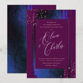 Invitación Brillo, pinceladas de azul invernal + Cassis
