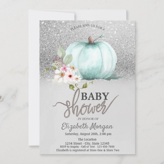 Invitación Brillo Plateado Bokeh, Fiesta de Baby Shower de Ca (Anverso)