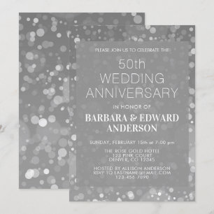 Invitación Brillo Plateado Destello 50 Aniversario de Boda
