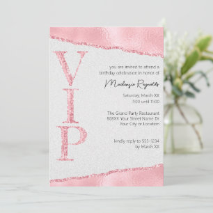 Invitación Brillo Rosa en Fiesta VIP Glamurosa de Seda Satina