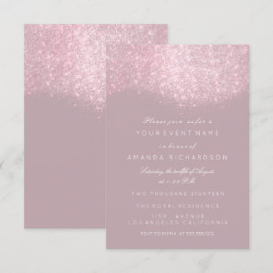 Invitación Brillo Rosa Malva Gris Blanco Pastel Forma Elegant