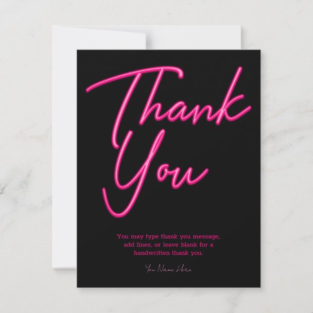 Invitación Brillo Rosa Neon Gracias (Anverso)