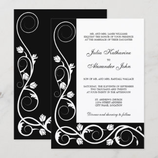 Invitación Brillos elegantes en blanco y negro