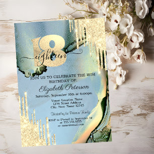 Invitación Brillos Modernos que Gotean Tinta Alcoholica 18 Cu