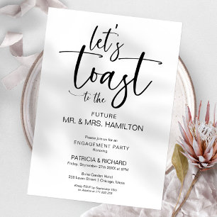 Invitación Brindemos por Chic Caligrafía Fiesta de Compromiso