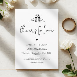 Invitación Brindis al Amor Script Minimalista Boda Retro