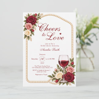 Invitación Brindis al Amor Vino Burgundy Despedida de Soltera