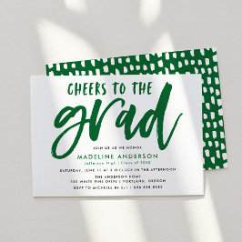 Invitación Brindis al Graduado Green Brush Script Graduación