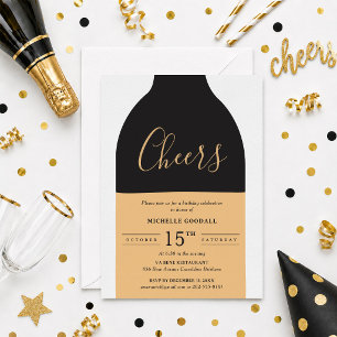 Invitación Brindis Botella de Vino Cumpleaños de Adultos Fies