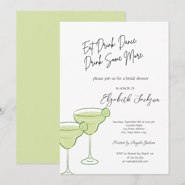 Invitación Brindis de boda con Martini de acuarela (Anverso / Reverso)