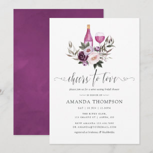 Invitación Brindis de boda de flores de terciopelo profundo