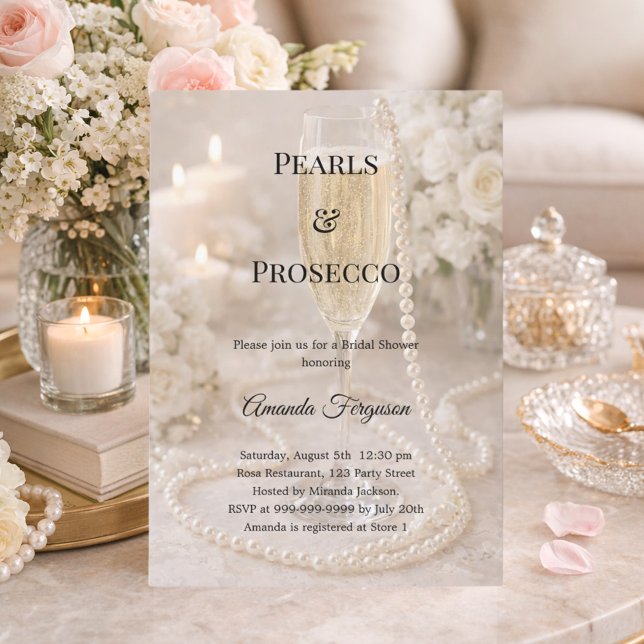 Invitación Brindis de boda de lujo Pearls Prosecco (Subido por el creador)