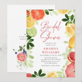 Invitación Brindis de Boda Rebanada de Cítrico Floral Brillan
