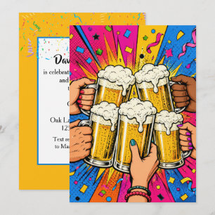Invitación Brindis de cerveza en una fiesta de cumpleaños en