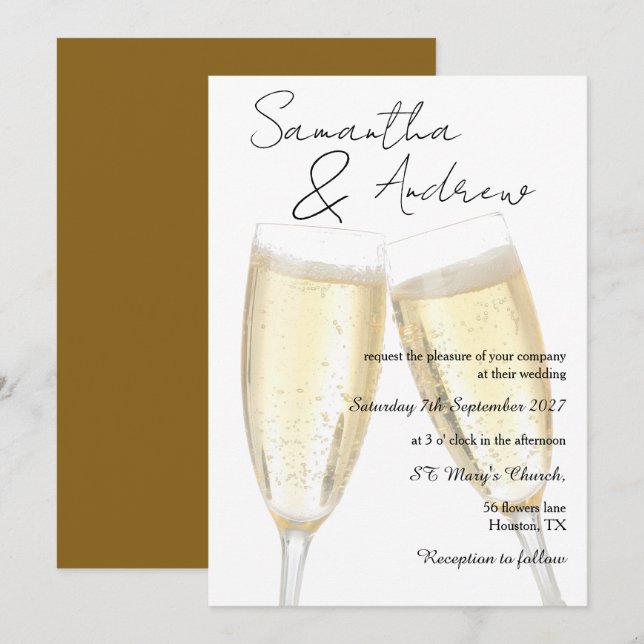 Invitación Brindis de Champán Boda (Anverso / Reverso)