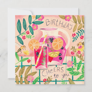 Invitación Brindis de cumpleaños con sangría de verano