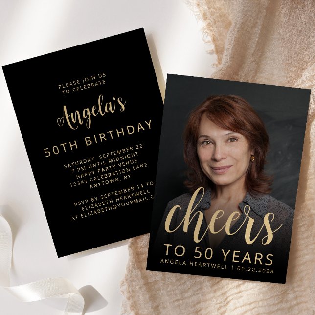 Invitación Brindis de Foto Personalizada Cumpleaños 50 Aniver (Subido por el creador)