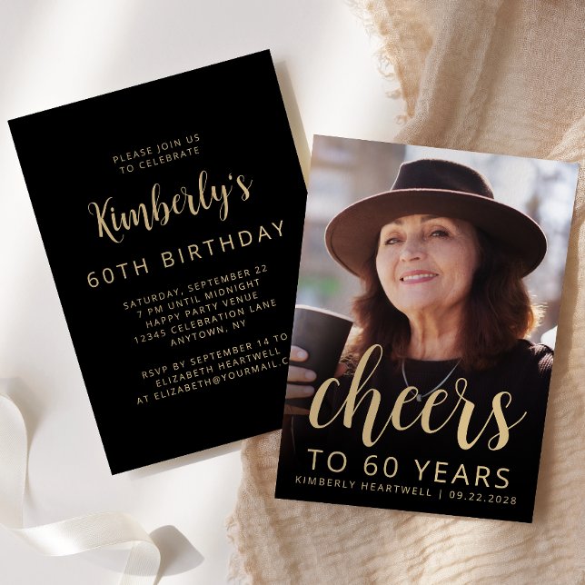 Invitación Brindis de Foto Personalizada Cumpleaños 60 Party (Subido por el creador)