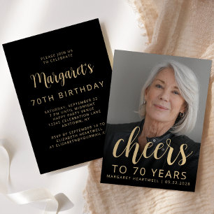 Invitación Brindis de Foto Personalizada Cumpleaños 70 Party