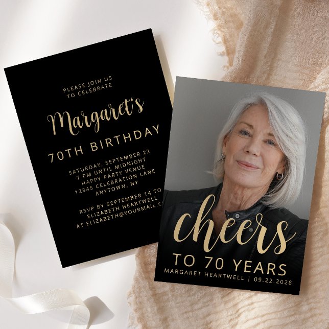 Invitación Brindis de Foto Personalizada Cumpleaños 70 Party (Subido por el creador)