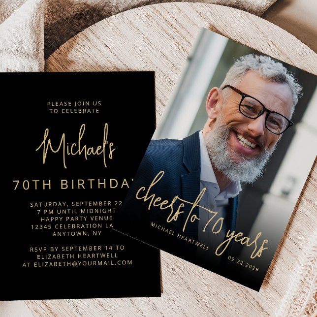 Invitación Brindis de Foto Personalizada Cumpleaños 70 Party (Subido por el creador)