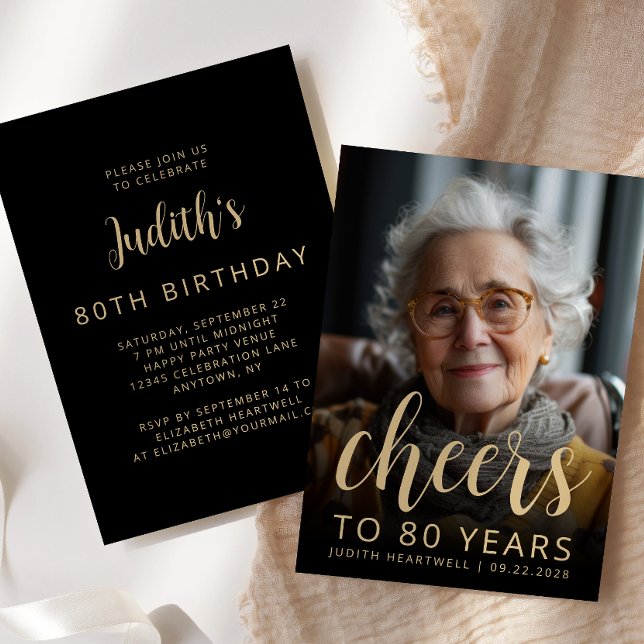 Invitación Brindis de Foto Personalizada Cumpleaños 80 Aniver (Subido por el creador)