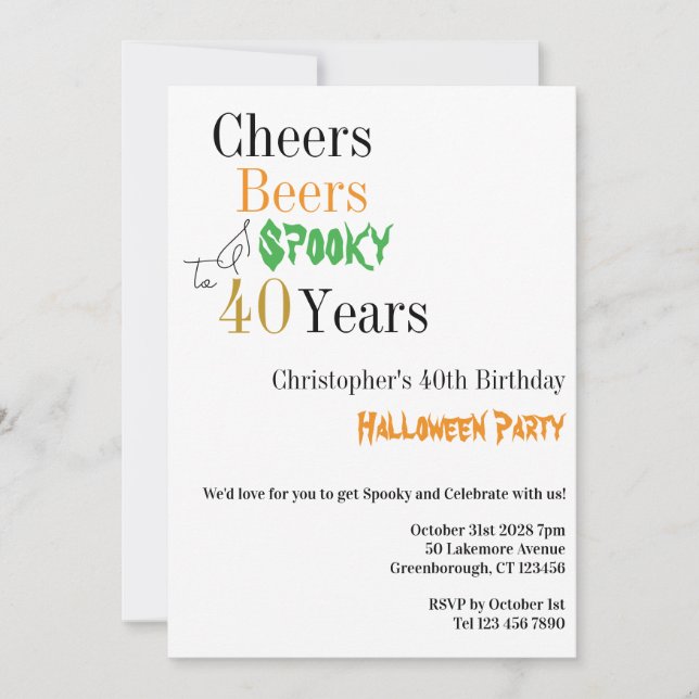 Invitación Brindis de Halloween para Cumpleaños número 40 Fie (Anverso)