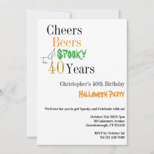 Invitación Brindis de Halloween para Cumpleaños número 40 Fie