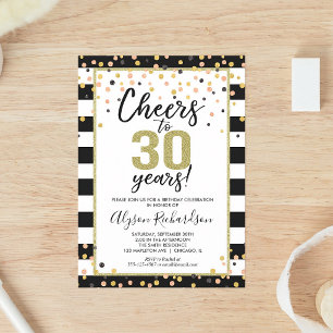 Invitación Brindis de Oro Negro por el 30 Cumpleaños
