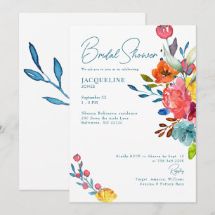 Invitación Brindis floral primaveral colorido y vibrante