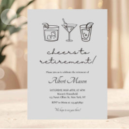 Invitación Brindis Minimalista por la Jubilación Cóctel