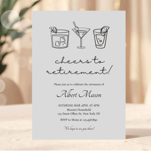 Invitación Brindis Minimalista por la Jubilación Cóctel