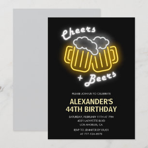 Invitación Brindis negro y cervezas Bebidas 44 cumpleaños