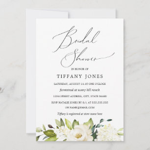 Invitación Brindis Nupcial Floral de Champán Blanco
