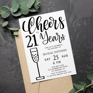 Invitación Brindis por 21 años de fiesta de cumpleaños en bla