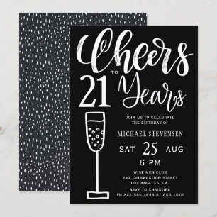 Invitación Brindis por 21 años de fiesta de cumpleaños en bla