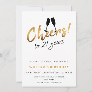 Invitación Brindis por 21 años Foto de cumpleaños de adulto d