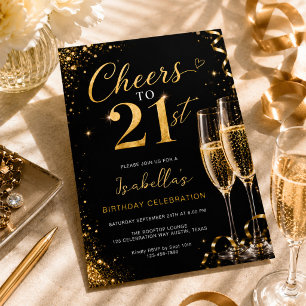 Invitación Brindis por 21 Champán Fiesta de Cumpleaños 21