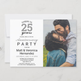 Invitación Brindis por 25 Años Aniversario 25 Plata Gris