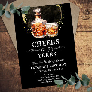 Invitación Brindis por 30 años Cumpleaños de Bar de Whisky Vi