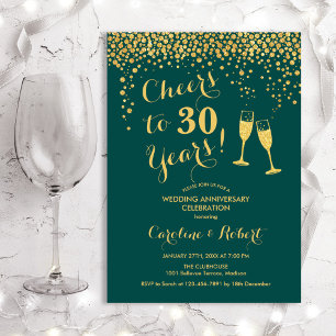 Invitación Brindis por 30 años de aniversario - Verde Esmeral