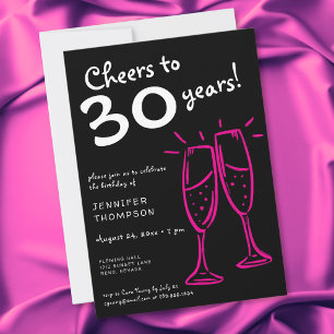 Invitación Brindis por 30 años de cumpleaños con champán rosa