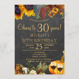 Invitación Brindis por 30 años fiesta de cumpleaños otoño rús