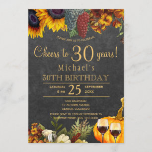 Invitación Brindis por 30 años fiesta de cumpleaños otoño rús