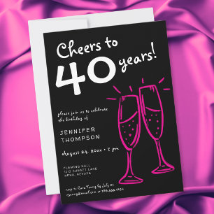 Invitación Brindis por 40 Años Cumpleaños Champán Rosado