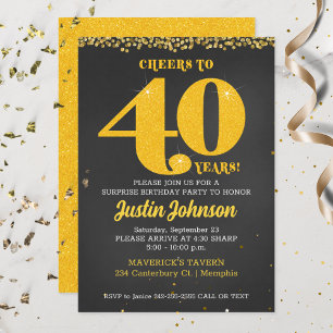 Invitación Brindis por 40 años Cumpleaños cuadragésimo 40º