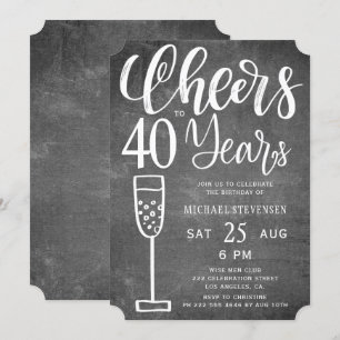 Invitación Brindis por 40 años de fiesta de cumpleaños en bla