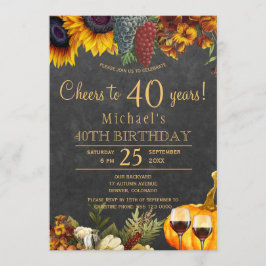 Invitación Brindis por 40 años fiesta de cumpleaños otoñal rú